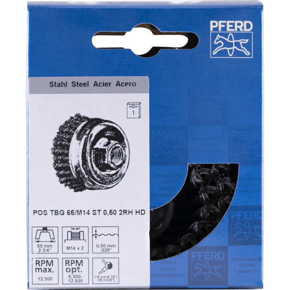PFERD Topfbürsten mit Gewinde POS TBG 65/M14 ST 0,50 2RH HD Produktbild img2 L