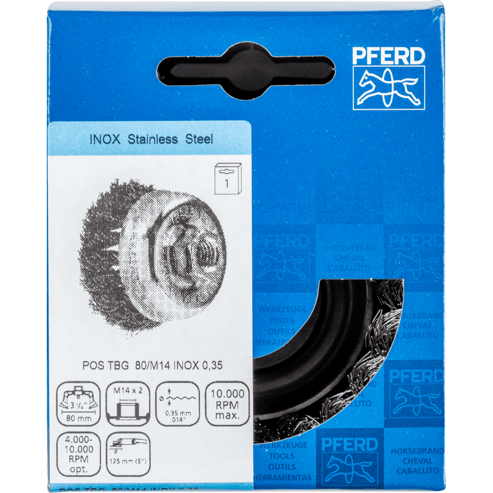 PFERD Topfbürsten mit Gewinde POS TBG 80/M14 INOX 0,35 Produktbild img2 L