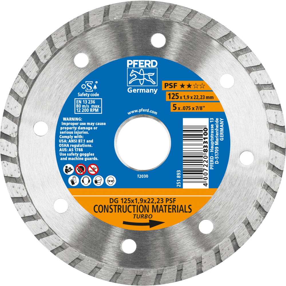 PFERD Diamantwerkzeuge für die Bauindustrie DG 125 x 1,9 x 22,23 PSF Produktbild img1 L