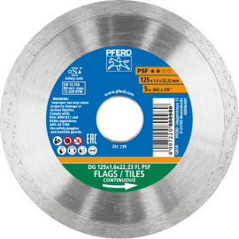 Diamant-Trennscheiben für die Bauindustrie, Ausführung mit geschlossenem Rand PSF