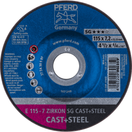 PFERD Schruppscheiben E 115-7 ZIRKON SG CAST+STEEL Produktbild