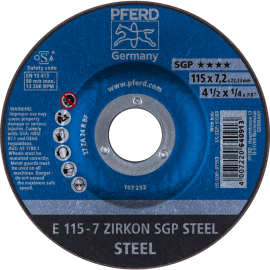 PFERD Schruppscheiben E 115-7 ZIRKON SGP STEEL Produktbild
