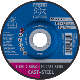 PFERD Schruppscheiben E 125-7 ZIRKON SG CAST+STEEL Produktbild