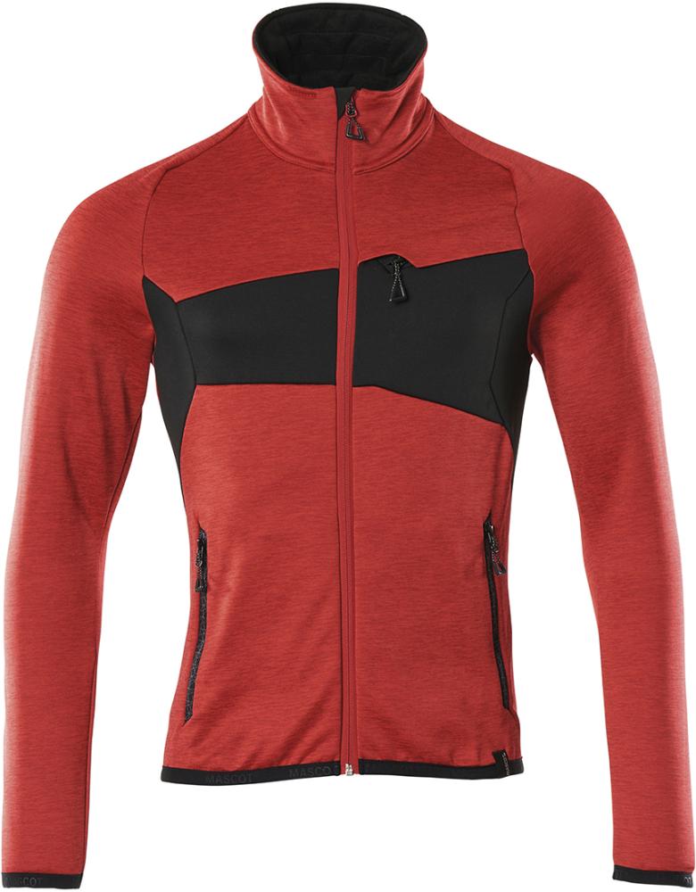 Fleecejacke mit Reißverschluß 18103, verkehrsrot/schwarz, Gr.XS Produktbild img1 L