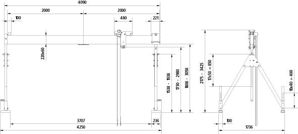 PLANETA Aluportalkran 2/5-25 Tragfähigkeit 1500kg klappbar Produktbild img2 L