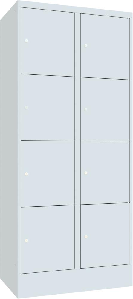 PAVOY Schließfachschrank m. Sockel 4 Fächer 2 Reih. Abt.br. 400mm 7035 B800xT500xH1850 Produktbild img1 L