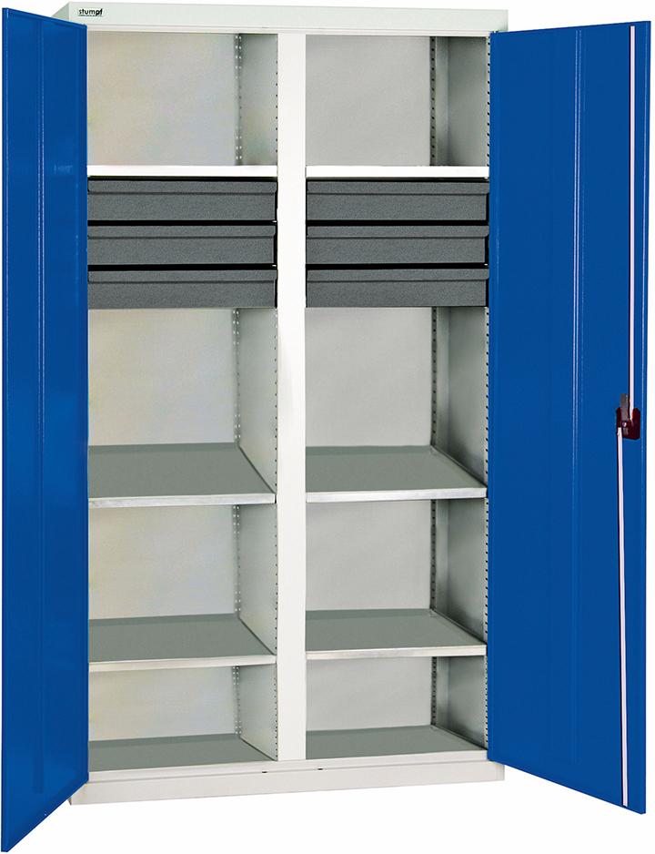 STUMPF Werkzeugschrank B1000xT500xH1800mm RAL7035/RAL5010 6 Schubladen 6 Wannenböden Produktbild img1 L