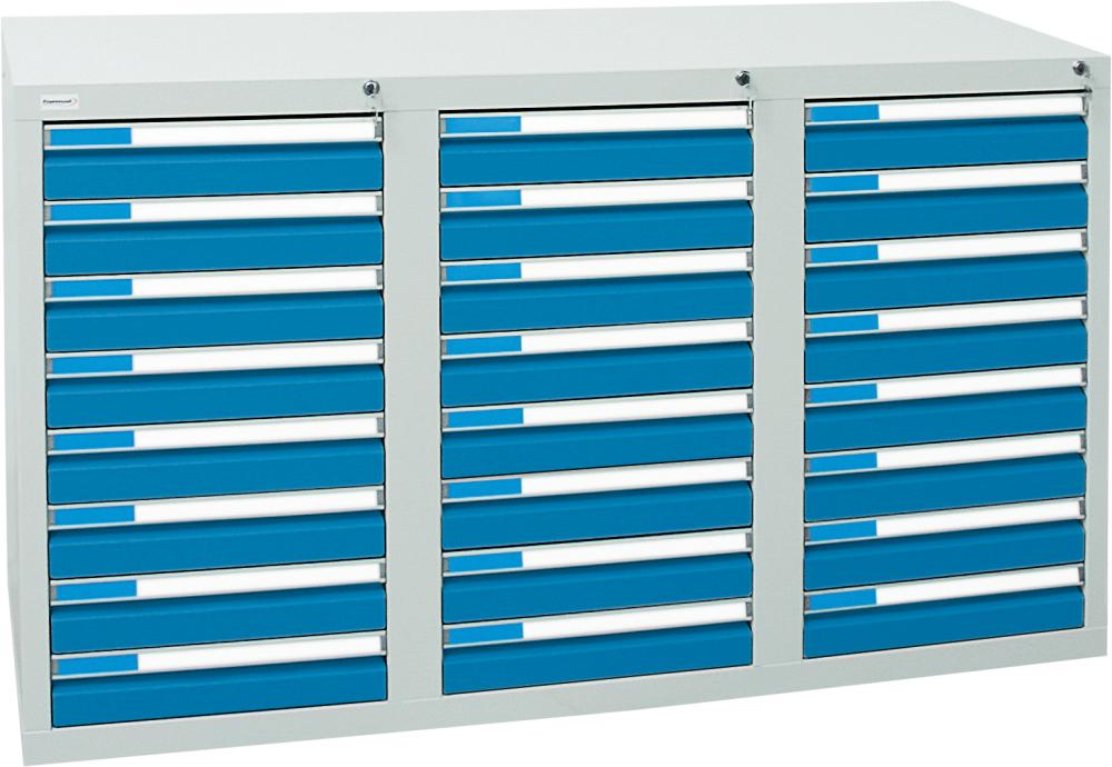 Format Schubladenschrank B500xT1500xH900mm RAL 7035/5012 24 Schubladen 75kg Produktbild img1 L