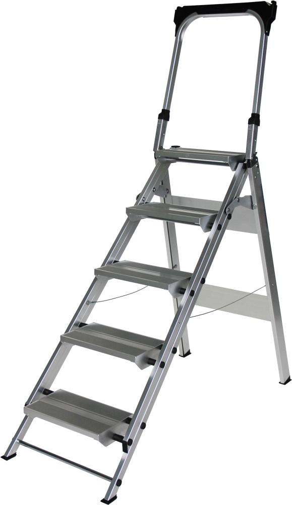 MUNK Alu-Klapptreppe mit Bügel 5 Stufen Stufenhöhe 1, 10m Arbeitshöhe 3, 10m Produktbild img1 L