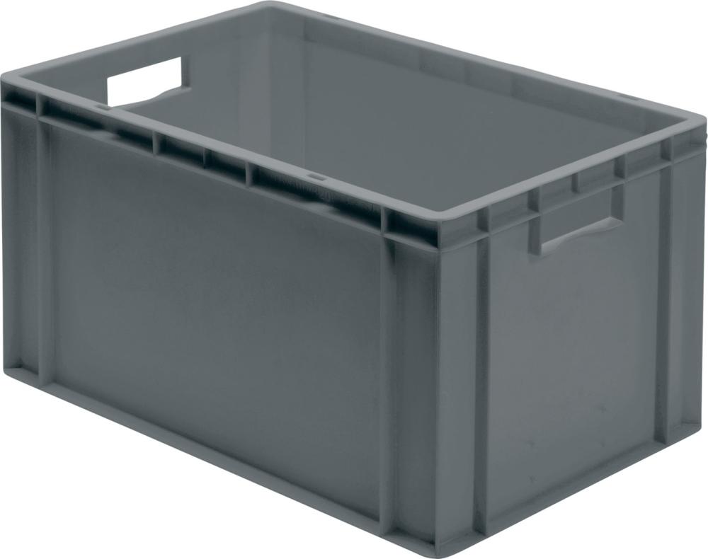 Transport-Stapelkasten B600xT400xH320 mm grau, geschlossen mit Griffloch LA-KA-PE Produktbild img1 L