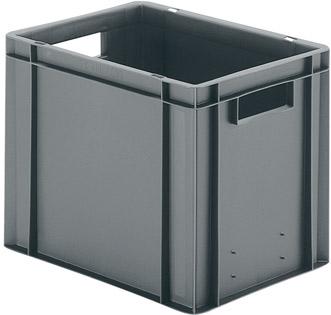 Transport-Stapelkasten B400xT300xH320 mm grau, geschlossen mit Griffloch LA-KA-PE Produktbild img1 L