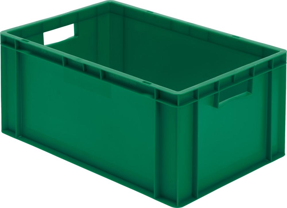 Transport-Stapelkasten B600xT400xH270 mm grün, geschlossen mit Griffloch LA-KA-PE Produktbild img1 L