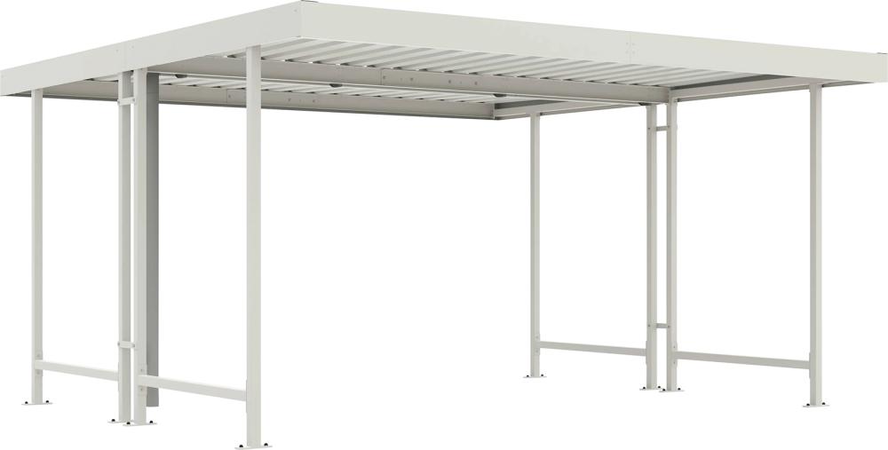 Überdachung Mod. Leipzig B4300xT4400xH2350 mm RAL 9002 grauweiß Grundfeld zweiseitig Produktbild img1 L
