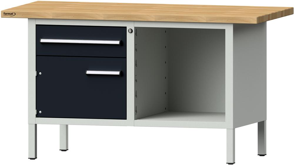 FORMAT Kastenwerkbank B1500xT700xH840mm 1 Schubladen und 1 Tür RAL7035/7016 Produktbild img1 L