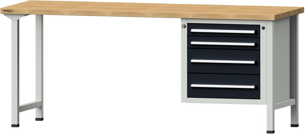Format Kombi-Werkbank B2000xT700xH840mm RAL 7035/7016 BMP: 40 mm 4 Schubladen Produktbild img1 L