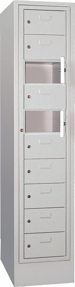 Schließfachschrank H1850xB400xT500 mm 1x10 Fächer, Sockel RAL 7035 Produktbild img1 L