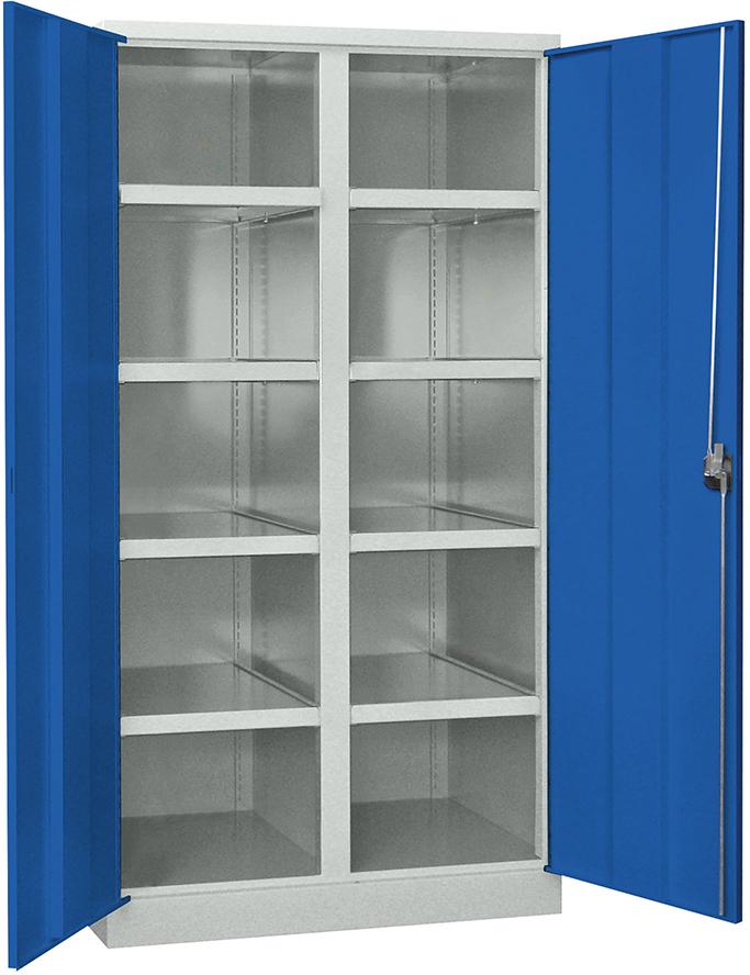 Schwerlastschrank m.TürenH1950xB1040xT630 mm 8 Böden RAL 7035 Mittelwand Produktbild img1 L
