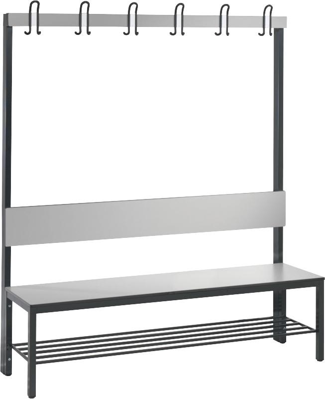 Garderobenbank einseitig B1500xT760xH1710 mm RAL 7021/silbergrau mit Schuhrost Produktbild img1 L