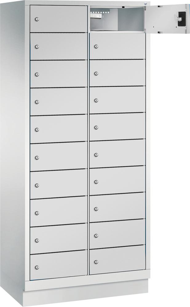 Laptopschrank 2x10Fächer B810xT500xH1800 mm RAL 7035 mit Elektrifizierung Produktbild img1 L