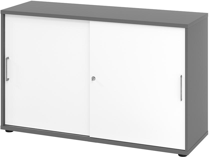 Schiebetürenschrank 2 Ordnerhöhen 1200x420x748 mm Graphit/Weiß Produktbild img1 L
