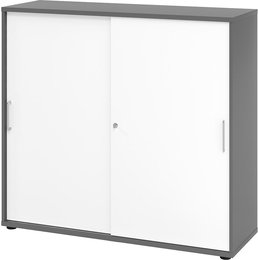 Schiebetürenschrank 3 Ordnerhöhen 1200x420x1100 mm Graphit/Weiß Produktbild img1 L