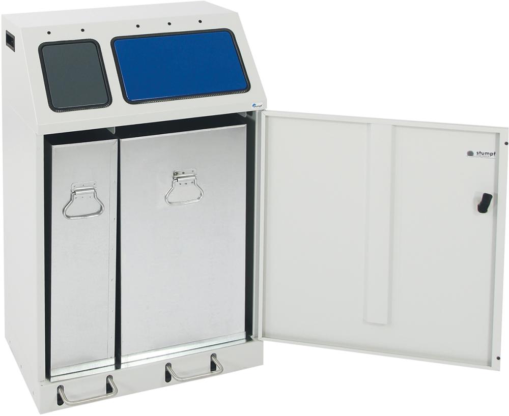 Wertstoffsammler mi Fußbedienung 580x380x920, RAL 7035 1x30, 1x60l Produktbild img1 L