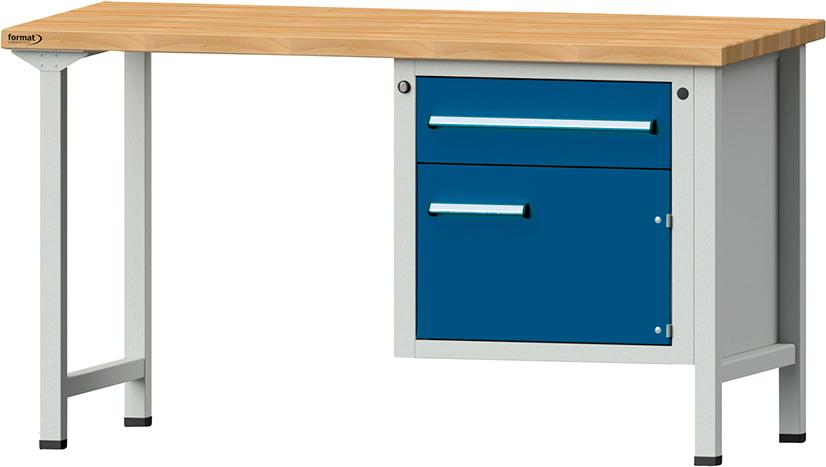 FORMAT Kombiwerkbank 701 FE B1500xH840mm 1 Schublade 1 Tür RAL7035/5010 Produktbild img1 L