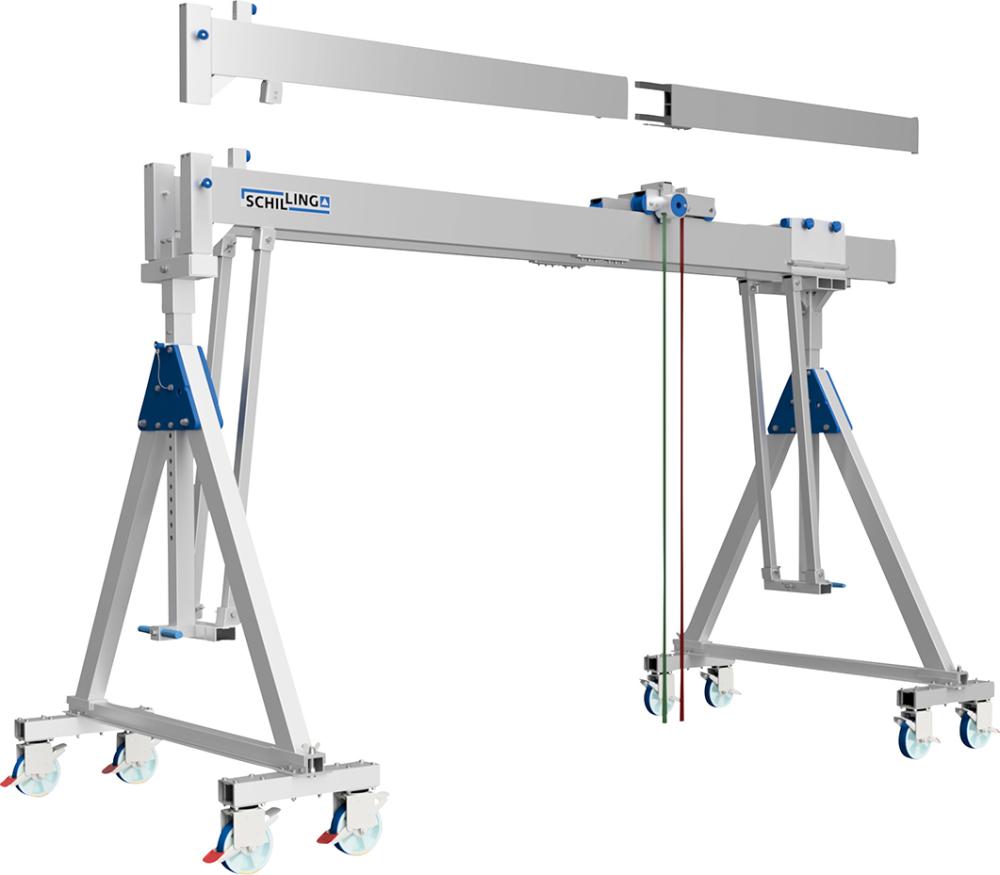 SCHILLING Aluportalkran fahrbar Höhe 2138-2488mm 2000kg TL 4000mm Alu-Doppel-Träger Produktbild img1 L