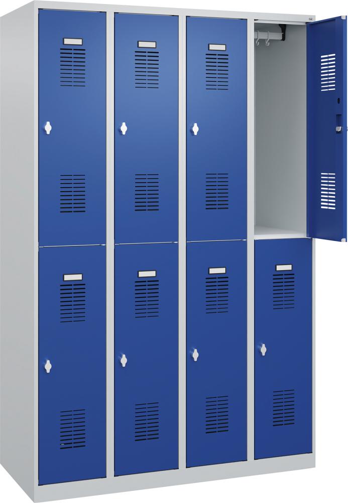Garderobenschrank BASIC B1200xT500xH1850 mm RAL 7035/5010, 4x2Abteile Produktbild img1 L