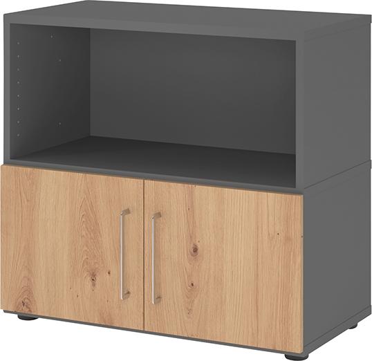 Regal FlexWall VFW281T1 B800xT400xH748 mm 2 OH Türen graphit/asteiche Produktbild img1 L