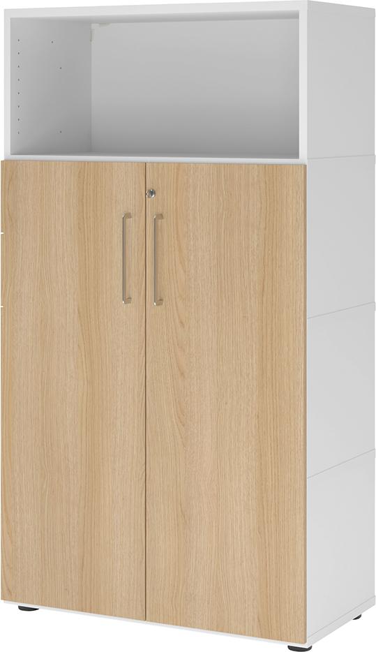 Regal FlexWall VFW48T3KG B800xT400xH1452 mm 3 OH 2 Türen weiß/eiche Produktbild img1 L