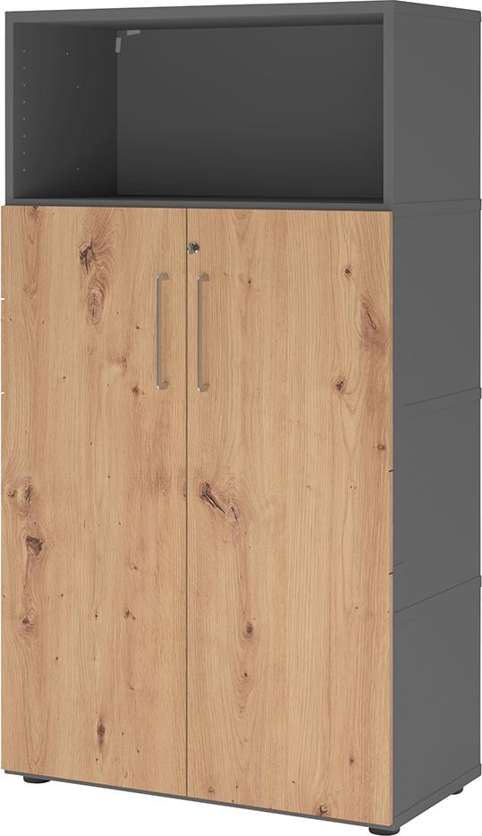 Regal FlexWall VFW48T3KG B800xT400xH1452 mm 3 OH 2 Türen graphit/asteiche Produktbild img1 L