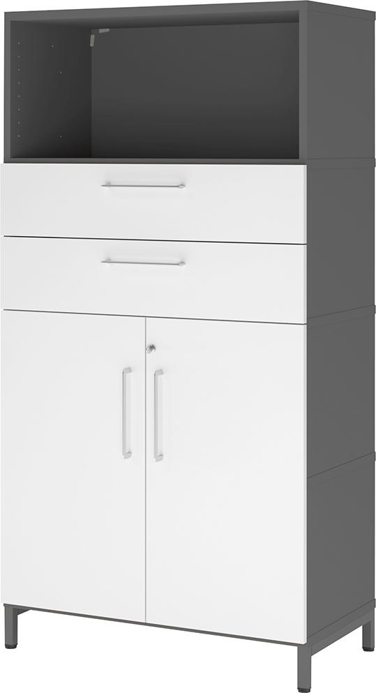 Kombischrank FlexWall B800xT400xH1532 mm 2 OH 2Türen 2SL mit Sockel graphit/weiß Produktbild img1 L