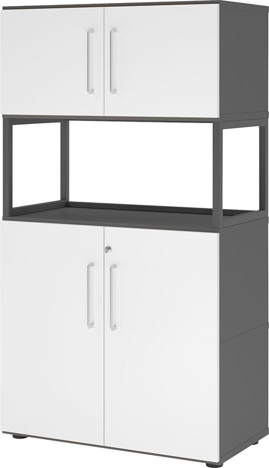 Kombischrank FlexWall B800xT400xH1452 mm 4 OH Türen graphit/weiß Produktbild img1 L