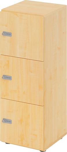 Schließfachschrank V234L3 B400xT420xH1110 mm 3OH 3Fächer Zahlenschloss Ahorn Produktbild img1 L
