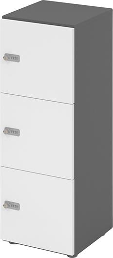 Schließfachschrank V234L3 B400xT420xH1110 mm 3OH 3Fächer Zahlenschloss graphit/weiß Produktbild img1 L
