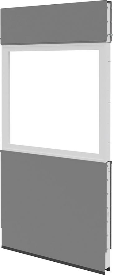 Akustik-Wandelement B1250xT100xH2500mm RAL 7037 mit Fenster VSG Glas Produktbild img1 L