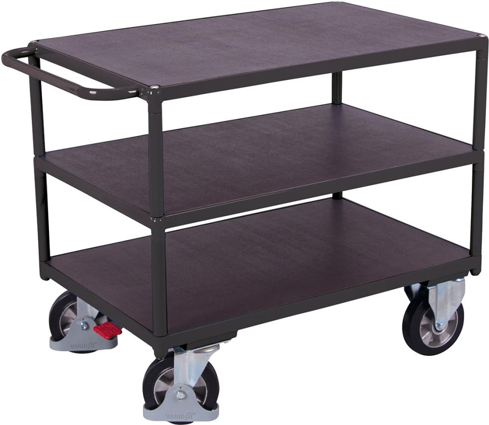 VARIOFIT Schwerlasttischwagen Ladefläche B800xT1790mm 3 Böden Tragkraft 1000kg RAL7016 Produktbild img1 L