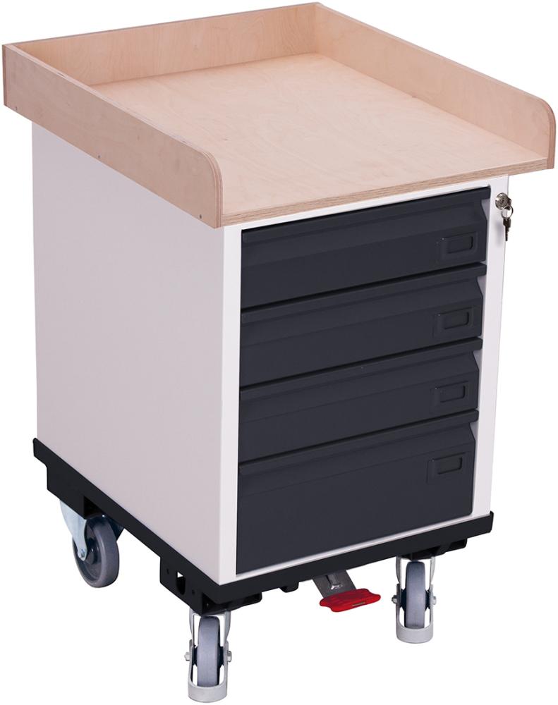 Rollschrank 150kg B575xT660xH905mm RAL 7035/7016 4 Schubladen Produktbild img1 L