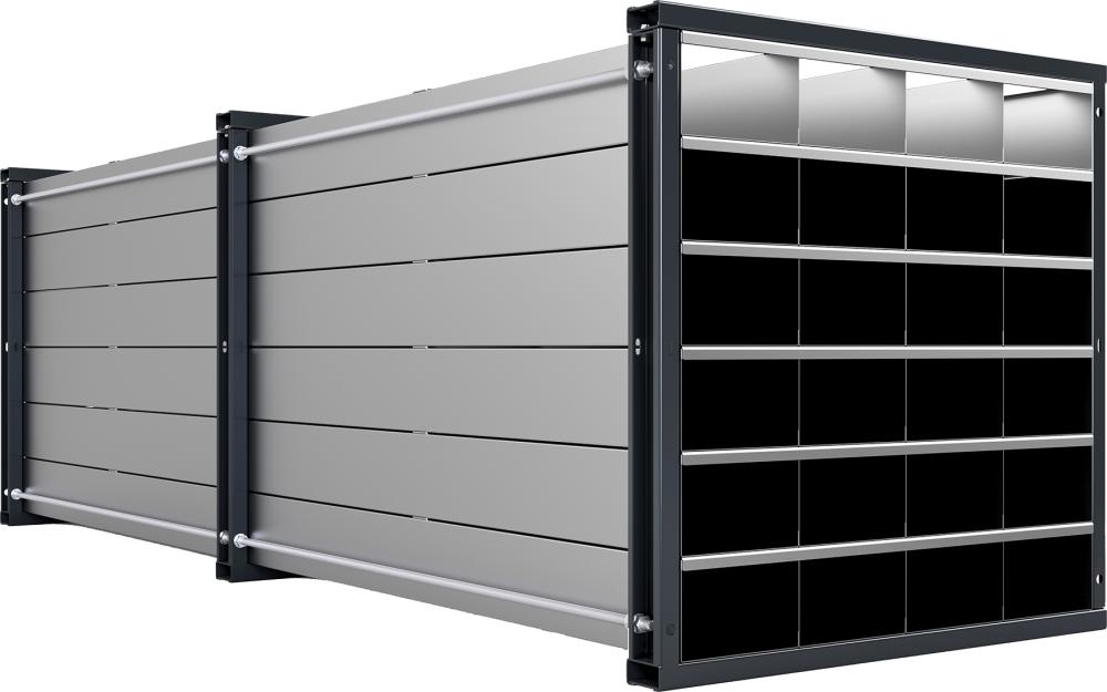 Wabenregal 3000 mm RAL 7016 inkl. 24 Wannen Waben BxH 225x130 B1000xT3000xH1000mm Produktbild img1 L