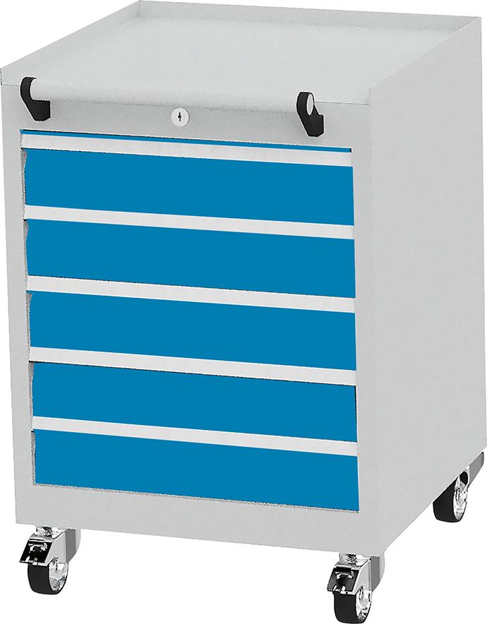 Mobiler Schubladenschrank 5 Schubladen 7035/5012 Traglast 300 kg B530xT500xH750mm Produktbild img1 L