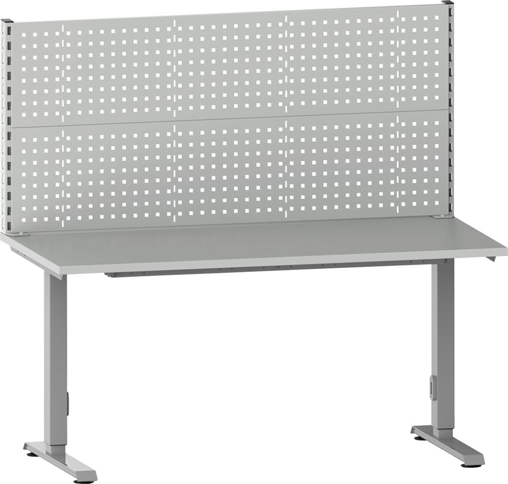 LISTA Arbeitstisch Solo Workspace mit Aufbauten H700mm Melamin B2030xT750xH738-1238mm RAL7035 Produktbild img1 L