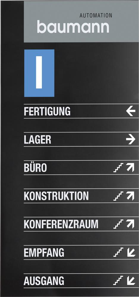 Wegweiser Madrid Black Line-Wandmontage B650xT16xH1250 mm aluminium schwarz elox. Produktbild img1 L