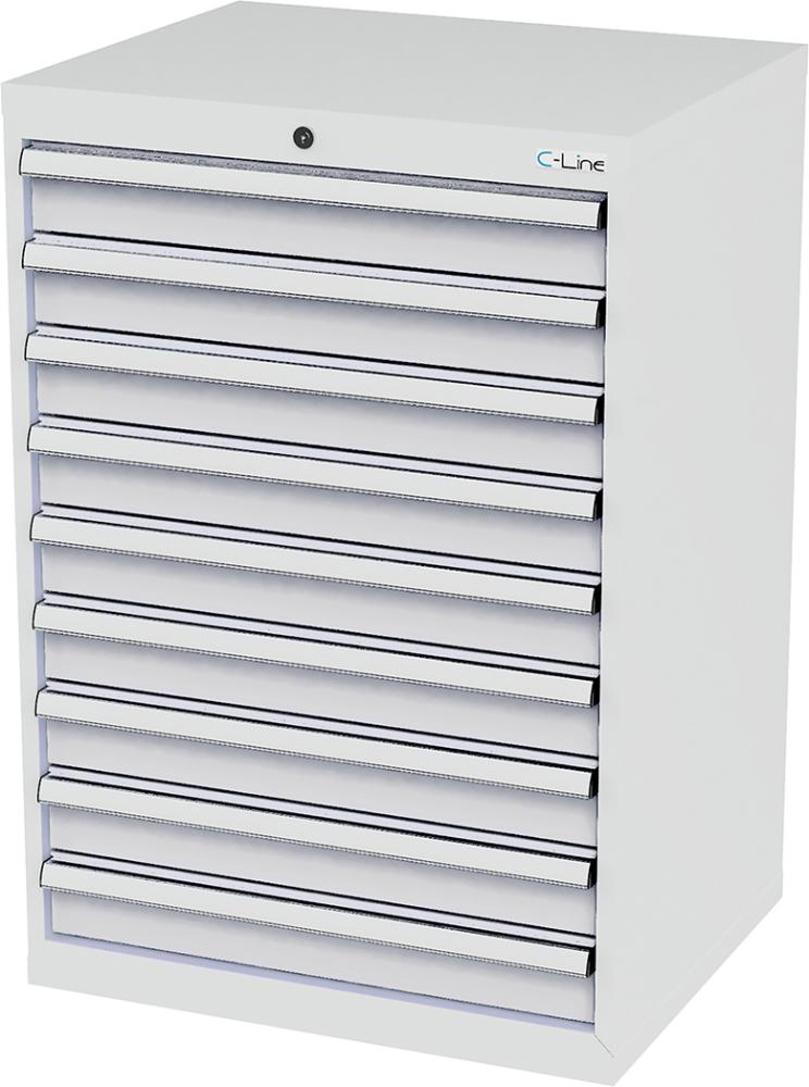 Schubladenschrank B700xT575xH1020 mm RAL7035/7035 9 Schubladen Produktbild img1 L