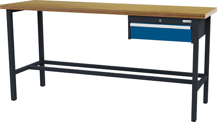 Arbeitstisch mit 1 Schublade B2000xT600xH960 mm RAL 7016/5010 Buche MP Produktbild img1 L