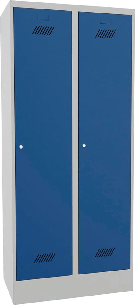 PAVOY Kleiderschrank Zylinderschloss mit Sockel 2 Abt./400mm RAL7035/5010 B800xT500xH1850mm Produktbild img1 L