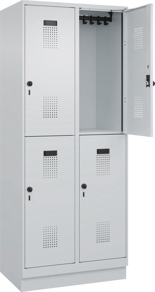 C+P Doppelst. Spind Evolo PLUS mit Sockel B800xT500xH1950mm 2x2 Abt. (4 Fächer) RAL7035/7035 Produktbild img1 L