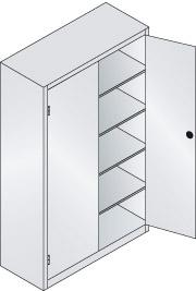Schwerlastschrank m.TürenB1200xT500xH1950 mm RAL 7035, 4 Fachböden Tragkraft 110kg CP Produktbild img1 L