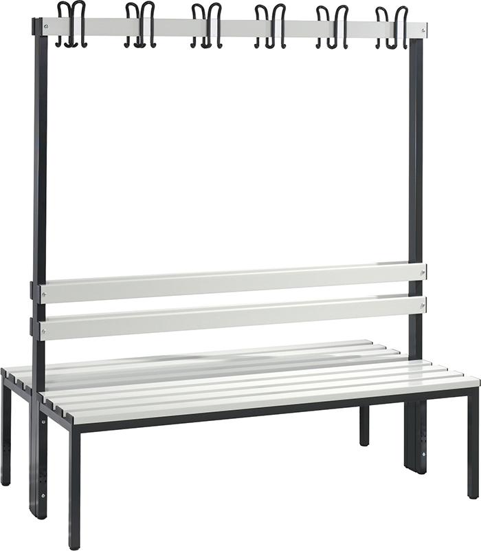 Garderobenbank doppels. B1500xT756xH1710 mm RAL 7021/Kst.-Leisten ohne Schurost, 4 Füße CP Produktbild img1 L