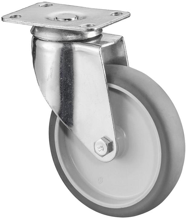 Lenkrolle 125mm,C100 Platte,Gummirad,GL C100.A80.125 BS ROLLEN Produktbild img1 L